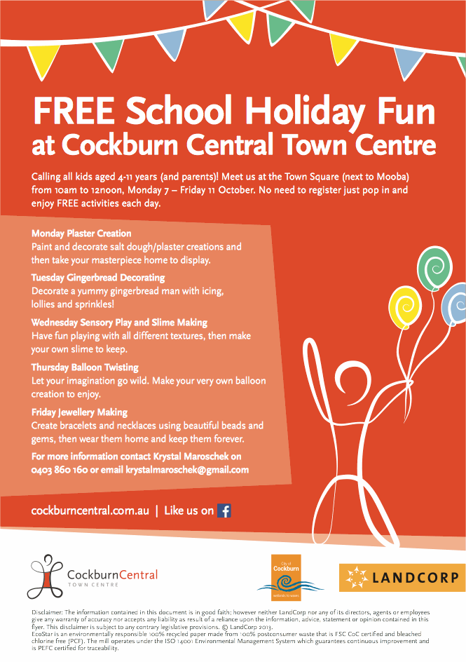 Community school holiday workshops